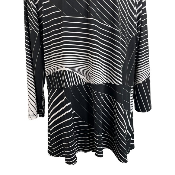 Susan Graver Liquid Knit Open Cardigan Top Women's  Sz Large Black White Stretch - Picture 10 of 16
